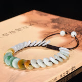 Natural Jade Safety Buckle Bracelet Chinese Jewelry Emerald Carved Charm
