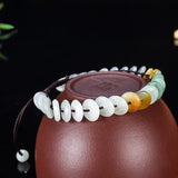 Natural Jade Safety Buckle Bracelet Chinese Jewelry Emerald Carved Charm