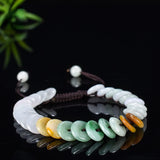 Natural Jade Safety Buckle Bracelet Chinese Jewelry Emerald Carved Charm