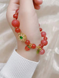 Jade Red Agate Peach Bracelet Adjustable Bangle Charm