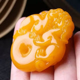 Natural Jade Shuanglong Pendant Chinese Charm Amulet for Men Women