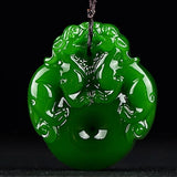 Natural Jade Shuanglong Pendant Chinese Charm Amulet for Men Women
