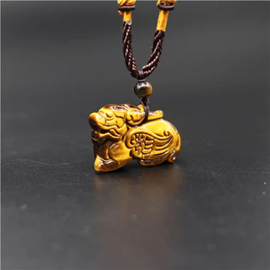 Jade Stone Pixiu Pendant Tiger Eye Necklace for Women Men