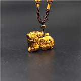Jade Stone Pixiu Pendant Tiger Eye Necklace for Women Men