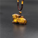 Jade Stone Pixiu Pendant Tiger Eye Necklace for Women Men