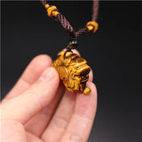 Jade Stone Pixiu Pendant Tiger Eye Necklace for Women Men
