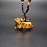 Jade Stone Pixiu Pendant Tiger Eye Necklace for Women Men
