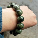 Natural Jade Tibet Tibetan Jade Medicine King Stone Round Bead Bracelet
