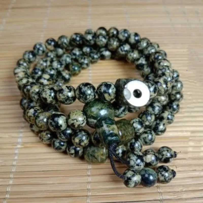 Natural Jade Tibetan Jade Medicine Wang Shi Boutique Golden Flower Bead Bracelet