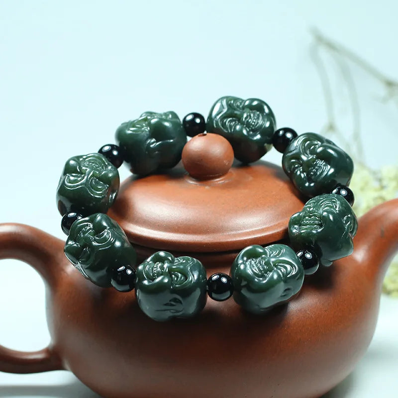 Hetian Jade Buddha Head Bracelet for Men
