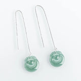 Jadeite Water Dragons Ear Line S925 Silver Ice Jade Women's Drop
