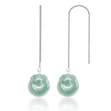 Jadeite Water Dragons Ear Line S925 Silver Ice Jade Women's Drop