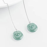Jadeite Water Dragons Ear Line S925 Silver Ice Jade Women's Drop