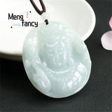 Natural Jadeite Avalokitesvara Head Statue Pendant Men Women Jewelry