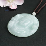 Natural Jadeite Avalokitesvara Head Statue Pendant Men Women Jewelry
