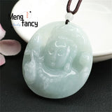 Natural Jadeite Avalokitesvara Head Statue Pendant Men Women Jewelry