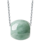 Natural Jadeite Bean Green Lutong Pendant Charm Necklace Jewelry Luck Amulet