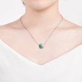 Natural Jadeite Bean Green Lutong Pendant Charm Necklace Jewelry Luck Amulet