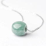 Natural Jadeite Bean Green Lutong Pendant Charm Necklace Jewelry Luck Amulet