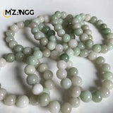 Natural Jadeite Bracelet Jadeite Bangle Round Beads Elastic Beaded Bracelets