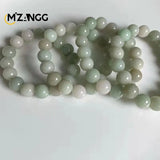 Natural Jadeite Bracelet Jadeite Bangle Round Beads Elastic Beaded Bracelets