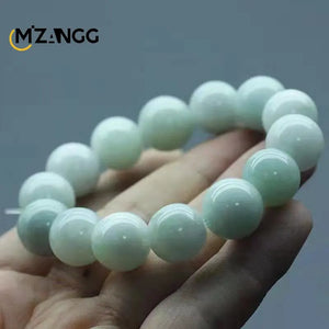 Natural Jadeite Bracelet Jadeite Bangle Round Beads Elastic Beaded Bracelets
