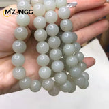 Natural Jadeite Bracelet Jadeite Bangle Round Beads Elastic Beaded Bracelets