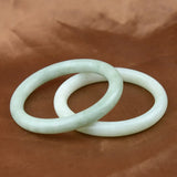 Hand Carved Round Jade Bracelet Light Green Floating Flower Jade