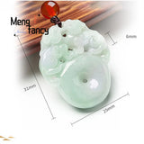 Natural Jadeite Double Pixiu Peaceful Buckle Pendant Retro Charms Necklace
