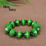 Natural Jadeite Dry Green Abacus Bead Bracelet Charms Men Women Jewelry