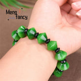 Natural Jadeite Dry Green Abacus Bead Bracelet Charms Men Women Jewelry