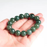 Natural Jadeite Engraving Green Beads 13MM Bracelet Charm Jewellery