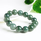 Natural Jadeite Engraving Green Beads 13MM Bracelet Charm Jewellery
