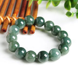 Natural Jadeite Engraving Green Beads 13MM Bracelet Charm Jewellery