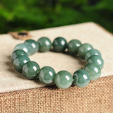 Natural Jadeite Engraving Green Beads 13MM Bracelet Charm Jewellery