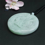 Natural Jadeite Full Green Round Signboard Treasure Seeking Pendant