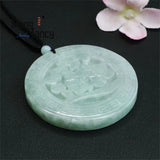 Natural Jadeite Full Green Round Signboard Treasure Seeking Pendant