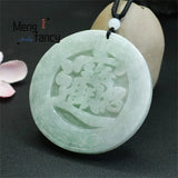 Natural Jadeite Full Green Round Signboard Treasure Seeking Pendant