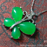 Green Jade Butterfly Pendant National Style Meditation Beaded Cuff