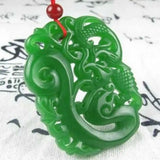 Jadeite Green Jade Carved Phoenix Lucky Rope Pendant Bless