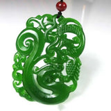 Jadeite Green Jade Carved Phoenix Lucky Rope Pendant Bless