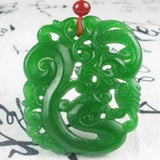 Jadeite Green Jade Carved Phoenix Lucky Rope Pendant Bless