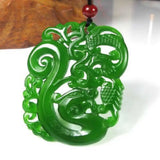 Jadeite Green Jade Carved Phoenix Lucky Rope Pendant Bless