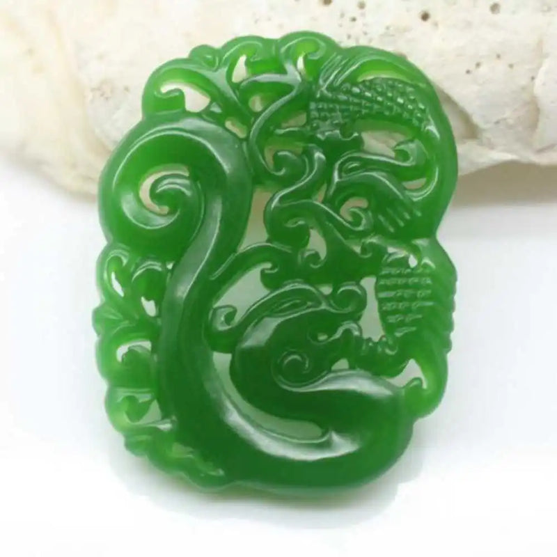 Jadeite Green Jade Carved Phoenix Lucky Rope Pendant Bless