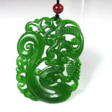 Jadeite Green Jade Carved Phoenix Lucky Rope Pendant Bless