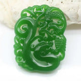 Jadeite Green Jade Carved Phoenix Lucky Rope Pendant Bless