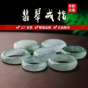 Natural Jadeite Hand Carved Jade Ring Boutique Healing Jewelry Men Women