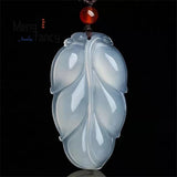 Jadeite Ice Chalcedony Leaf Pendant Necklace Couple Jewelry