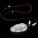 Jadeite Ice Chalcedony Leaf Pendant Necklace Couple Jewelry
