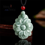 Jadeite Ice Longevity Flower Pendant Charm Necklace